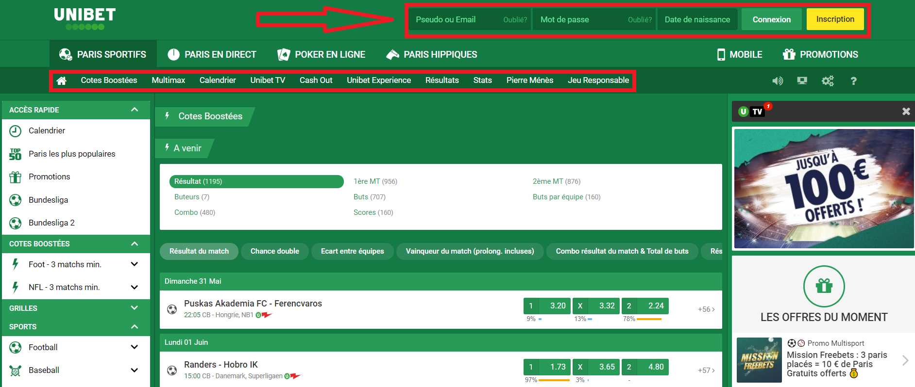 Willkommensbonus auf Unibet sportwetten